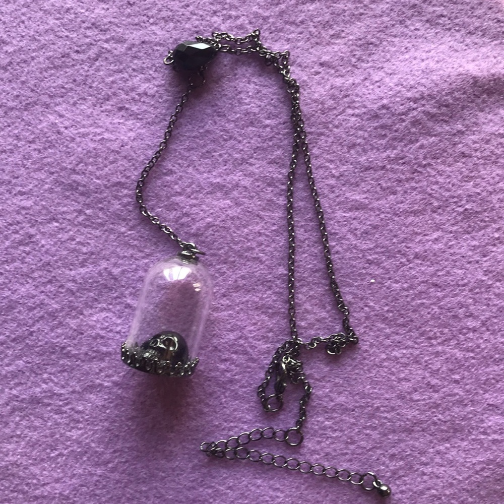 Gothic Glass Bulb Skull Necklace